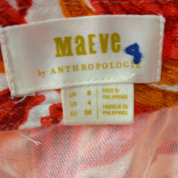 Maeve by Anthropologie Button up Banana Grove Denim Midi A-Line Skirt Orange 4 - Picture 12 of 13